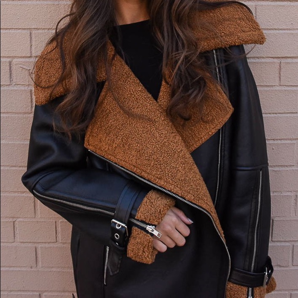 Type Alpha Faux Shearling Moto Jacket
